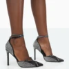 PUBLIC DESIRE - GLITCH BLACK DIAMONTE HEELS