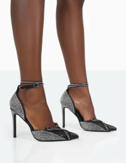 PUBLIC DESIRE - GLITCH BLACK DIAMONTE HEELS