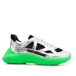 LOVE MOSCHINO LAMINATED WEDGE LOW-TOP SNEAKERS