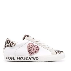 LOVE MOSCHINO LEOPARD-PRINT LACE-UP TRAINERS