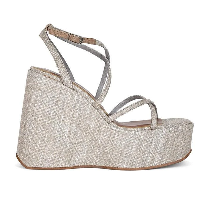 JEFFREY CAMPBELL - OLIANA BEIGE WOVEN HEELS 1 JEFFREY CAMPBELL - OLIANA BEIGE WOVEN HEELS