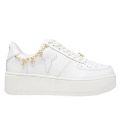 WINDSOR SMITH ROSES WHITE-GOLD SNEAKERS