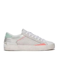 CRIME LONDON DISTRESSED SILVER SNEAKERS