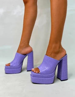 PUBLIC DESIRE - SKYHIGH PURPLE CROC HEELS