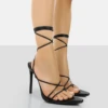 PUBLIC DESIRE - OTTI BLACK PU LACE UP STILETTO HEELS