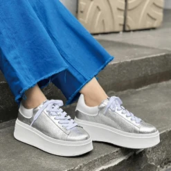 ASH MOBY SILVER PYTHON SNEAKERS -Jeffrey Campbell || Public Desire || Ash Store ash moby silver python effect leather trainers p4190 137863 image