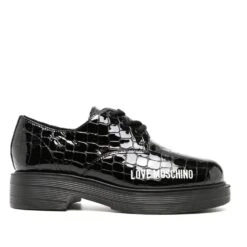 LOVE MOSCHINO CROCODILE- EFFECT LACE-UP SHOES