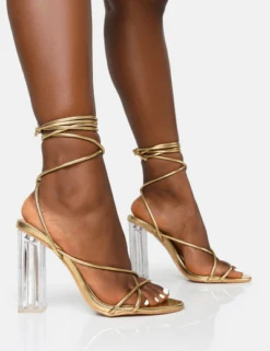 PUBLIC DESIRE - CLARA GOLD HEELS