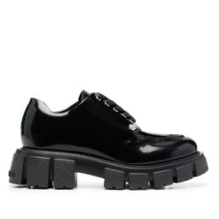 LOVE MOSCHINO EMBOSSED-LOGO LACE-UP PUMPS