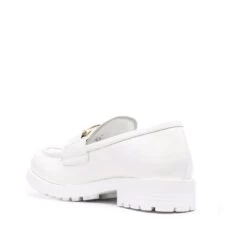 LOVE MOSCHINO LOGO-PLAQUE LEATHER LOAFERS -Jeffrey Campbell || Public Desire || Ash Store lovemoschinowhiteloafers3