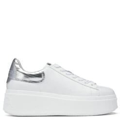 ASH MOBY WHITE/SILVER PYTHON BACK SNEAKERS