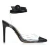 UZA TRANSPARENT BLACK SLINGBACK HEELS