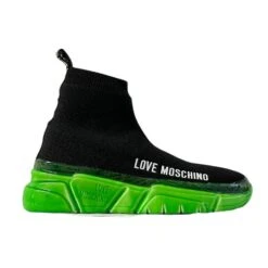 LOVE MOSCHINO GREEN SOLE SOCK SNEAKERS