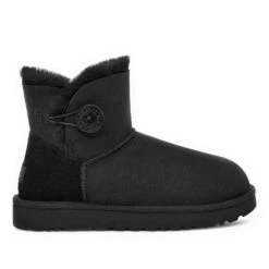 UGG MINI BAILEY BUTTON II BLACK BOOTS